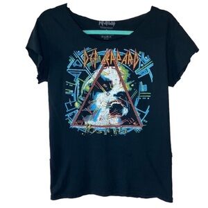 Def Leppard Black Custom Distressed Hysteria Tee